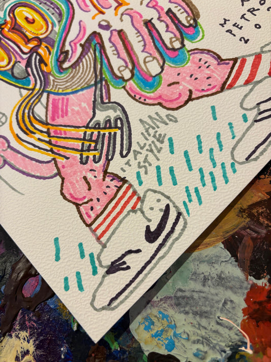 Dettaglio 'Italiano style' dello sketch Air Max Petrone