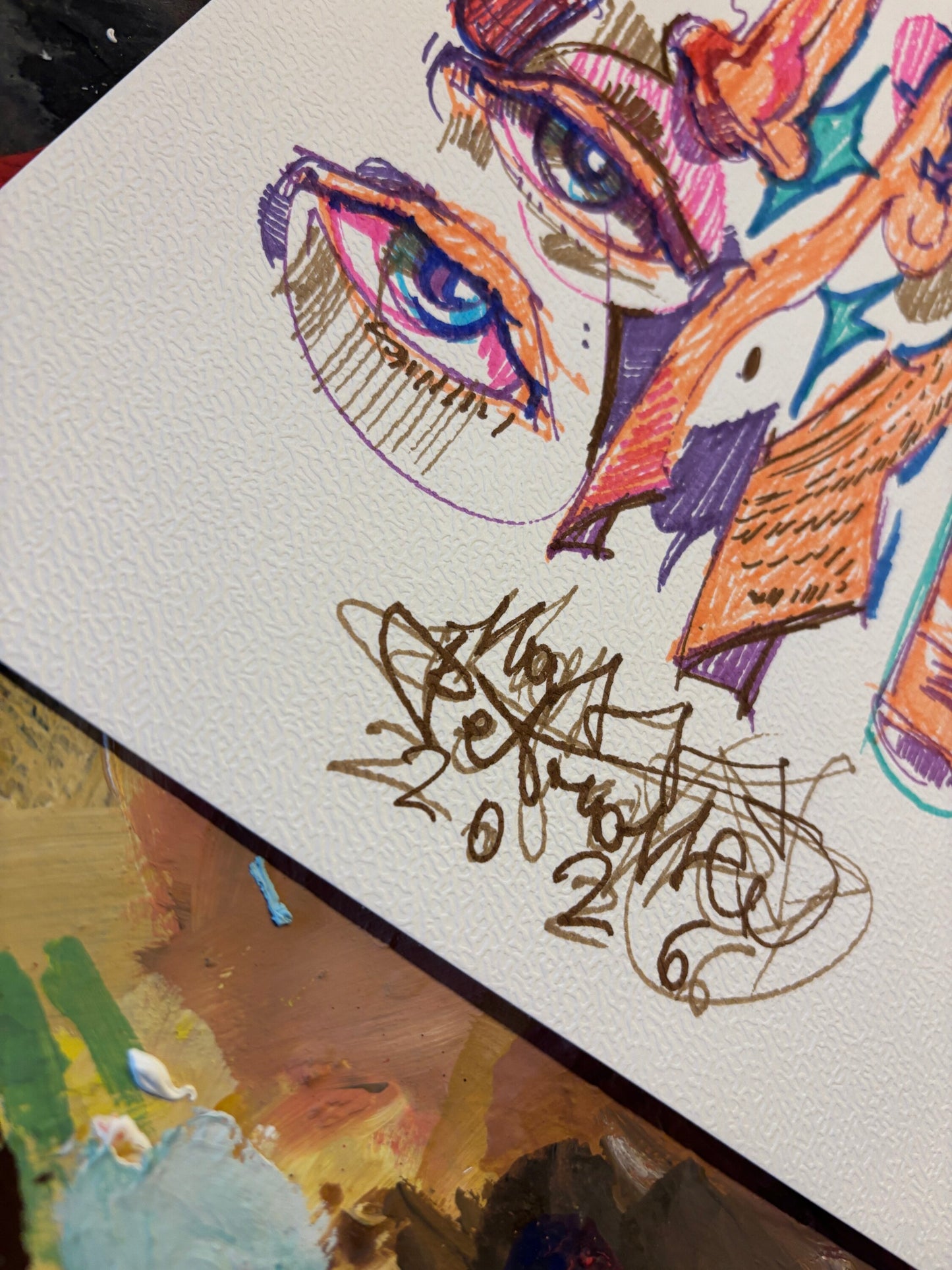 Dettaglio dello sketch Anatomy di Max Petrone con firma