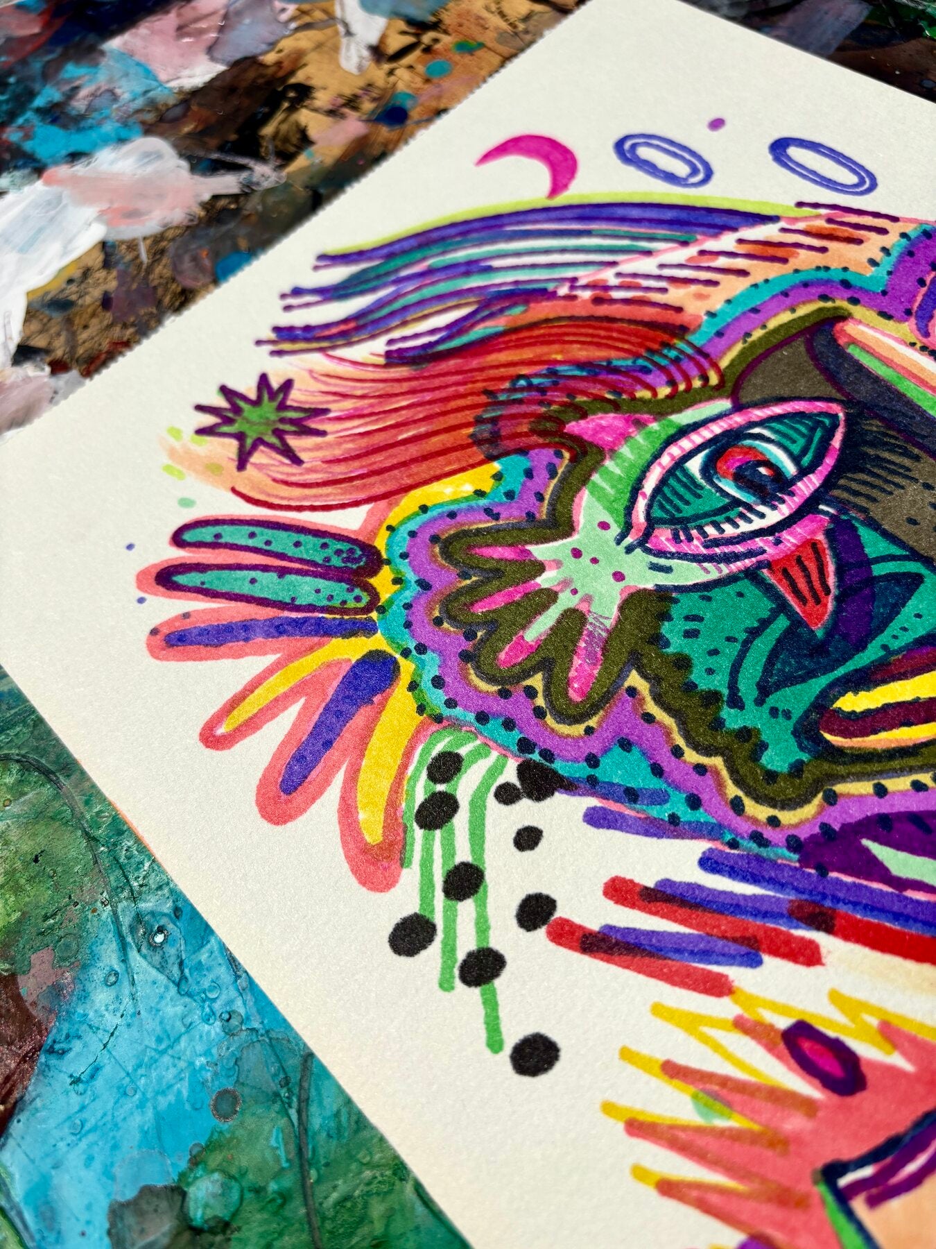 Dettaglio dei colori dell'illustrazione Color Fish di Max Petrone