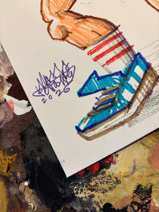 Dettaglio dello sketch Basket Juice di Max Petrone con firma