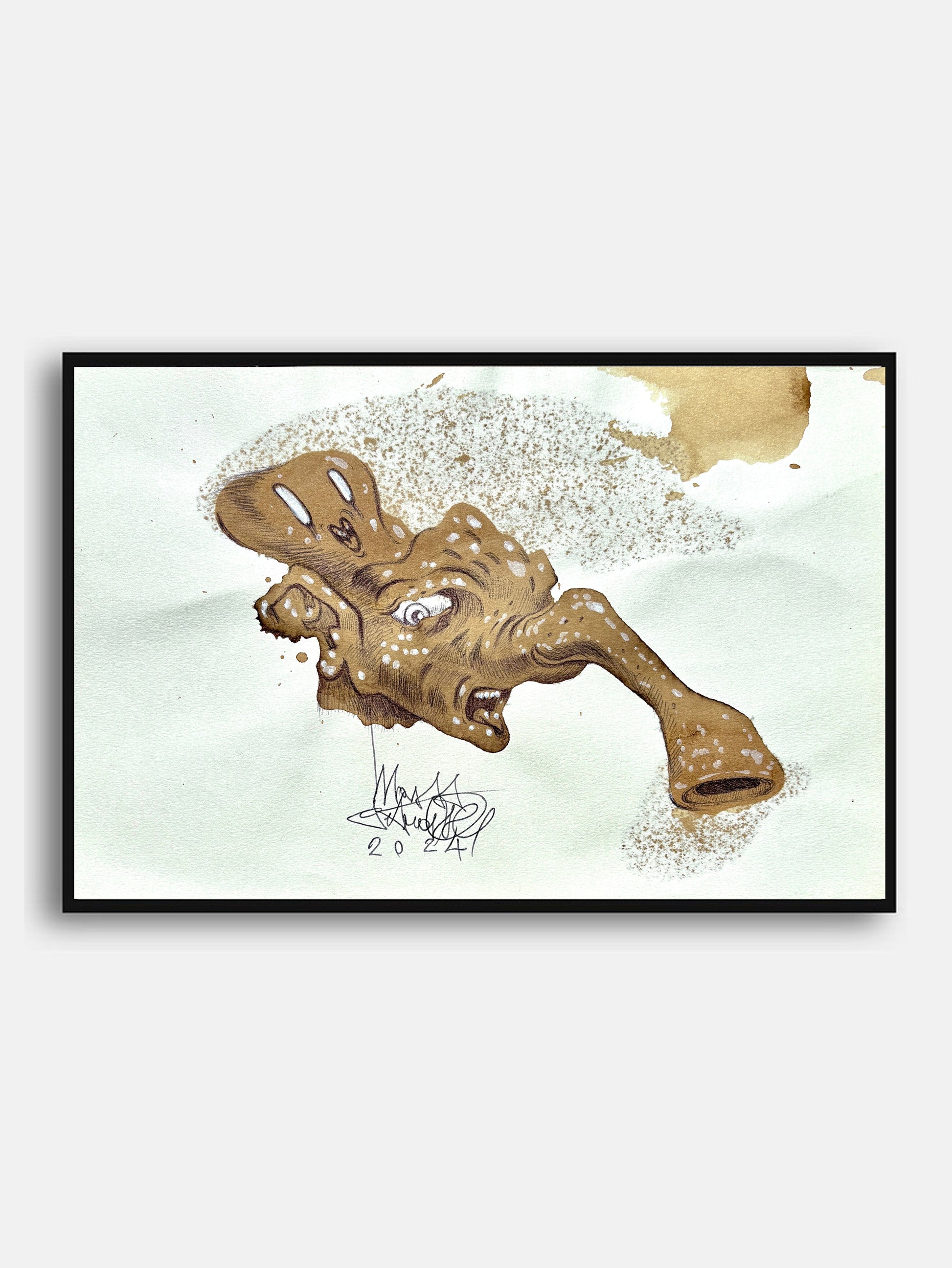 Elephant Pueto di Max Petrone — Coffee Drawing col caffè su carta A3, opera unica