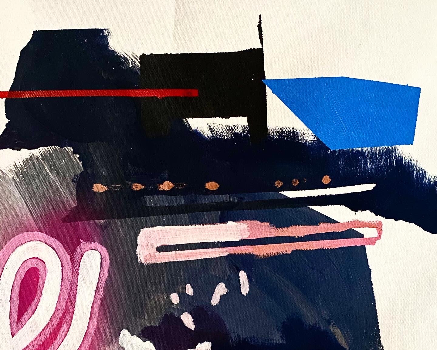 Dettaglio geometrico nero e blu nel dipinto Hotel My Home and Breathe di Max Petrone
