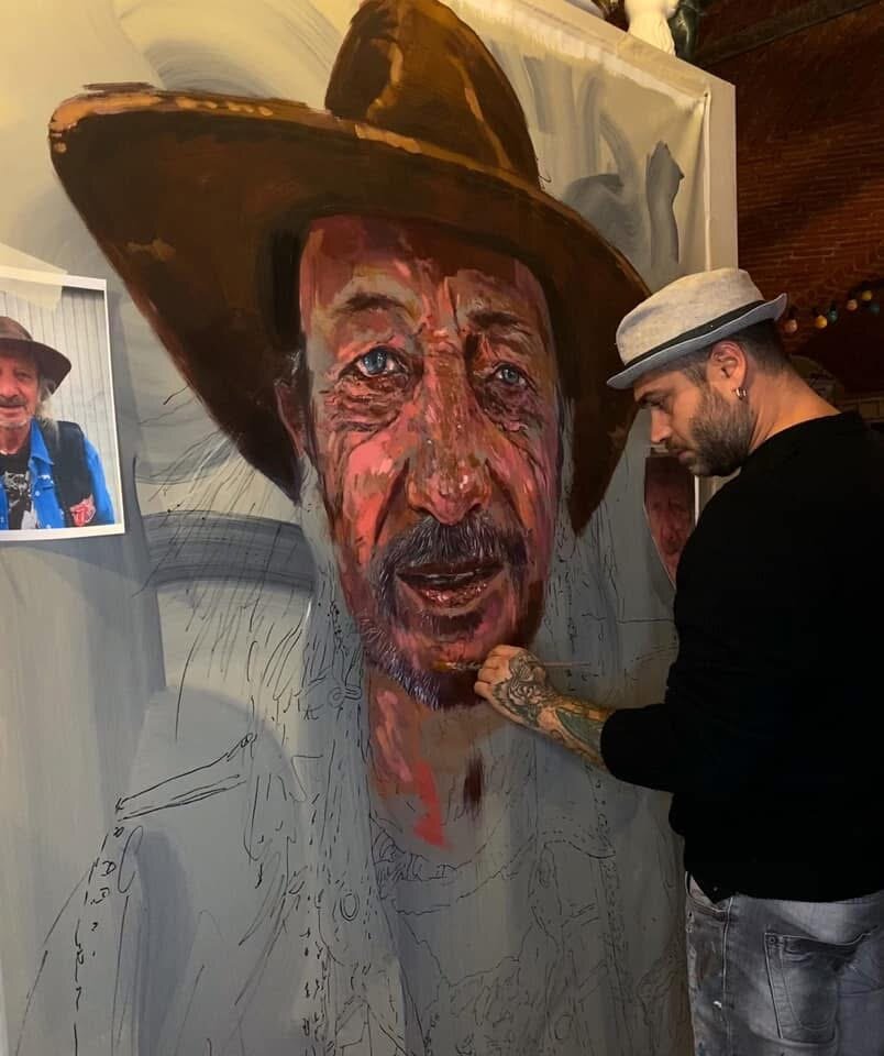 Max Petrone dipinge il ritratto Ivo Like a Rolling Stones