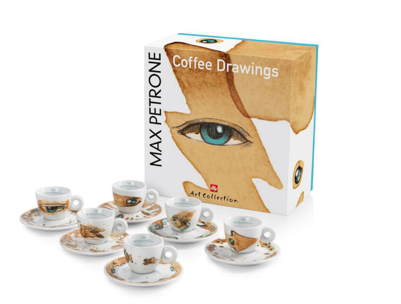 Set illy Art Collection «Coffee Drawings» di Max Petrone: sei tazzine espresso e confezione
