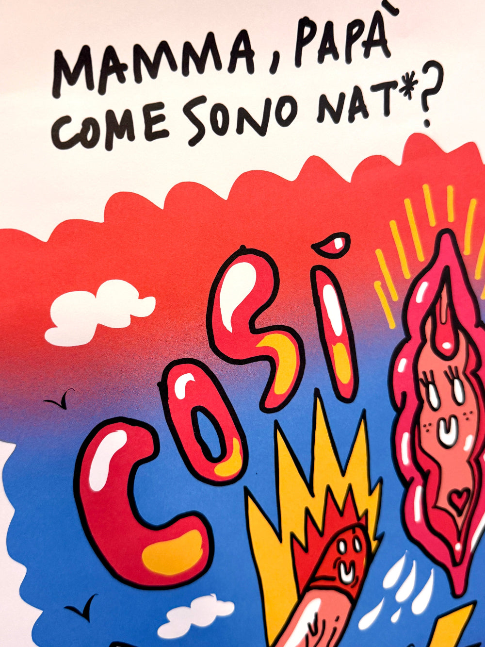 Poster «Come sono nat*?» di Max Petrone × Hello Viper, stampa A4 numerata da collezione