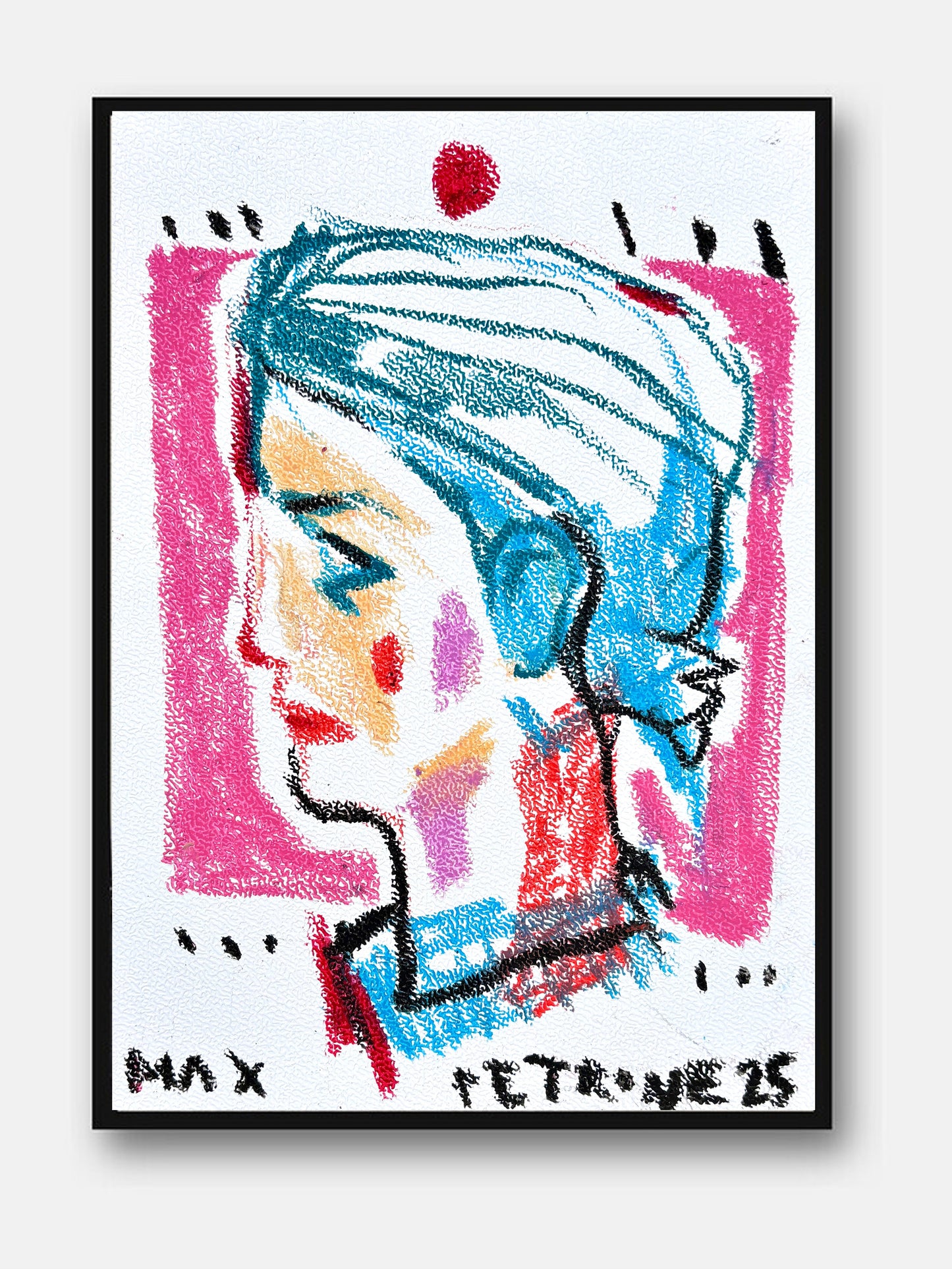 Woman Head di Max Petrone — ritratto femminile a pastelli su carta A4, opera unica